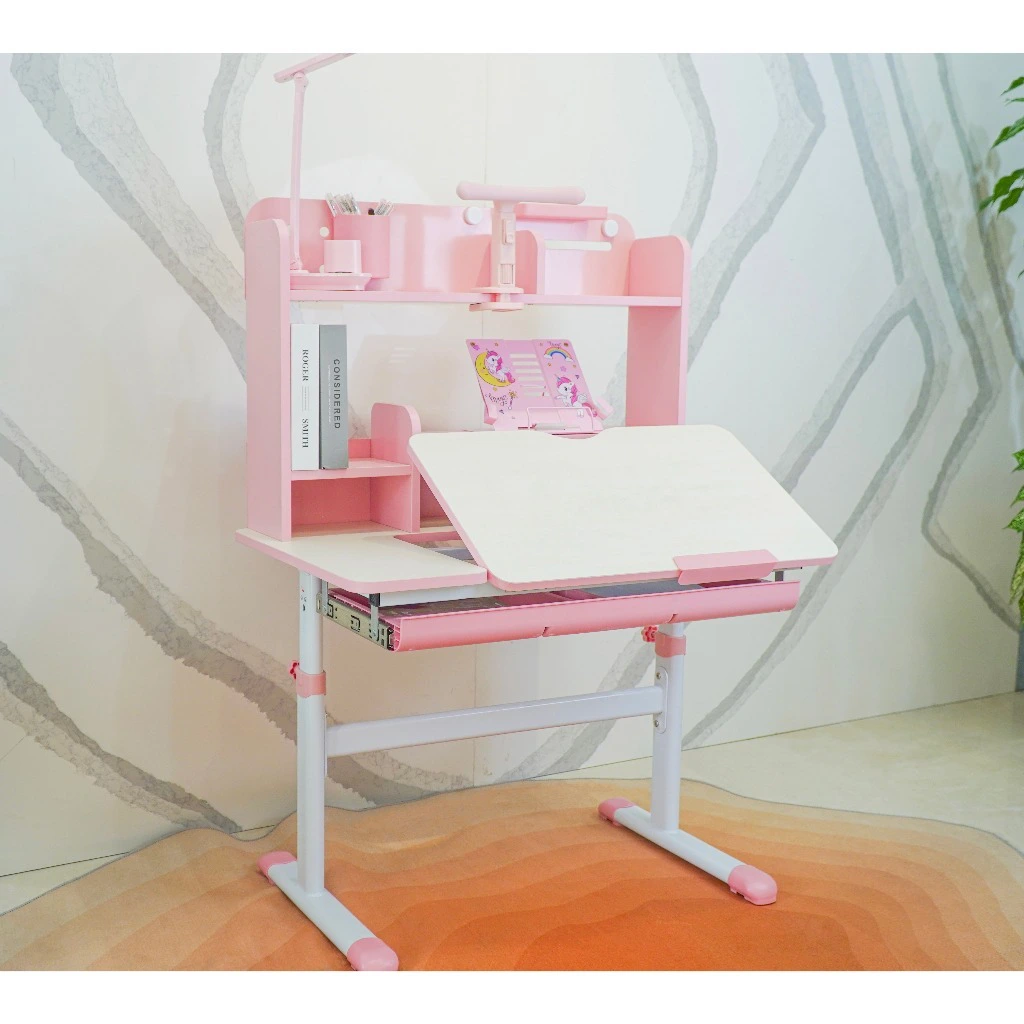 Bộ bàn học kèm ghế chống gù chống cận Sakawin S89 Có giá sách nâng cấp Mặt bàn xẻ đôi thông minh Size 80cm